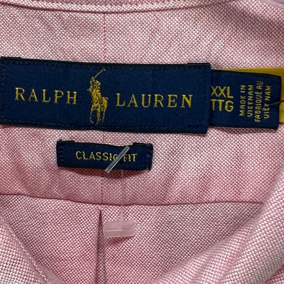 Ralph Lauren Shirt Men XXL Pink Cotton Classic Fit Flesh Pony Button Down Preppy - Picture 9 of 13